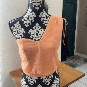 BNWT EXPRESS Orange One-Shoulder Women's Top Size Small